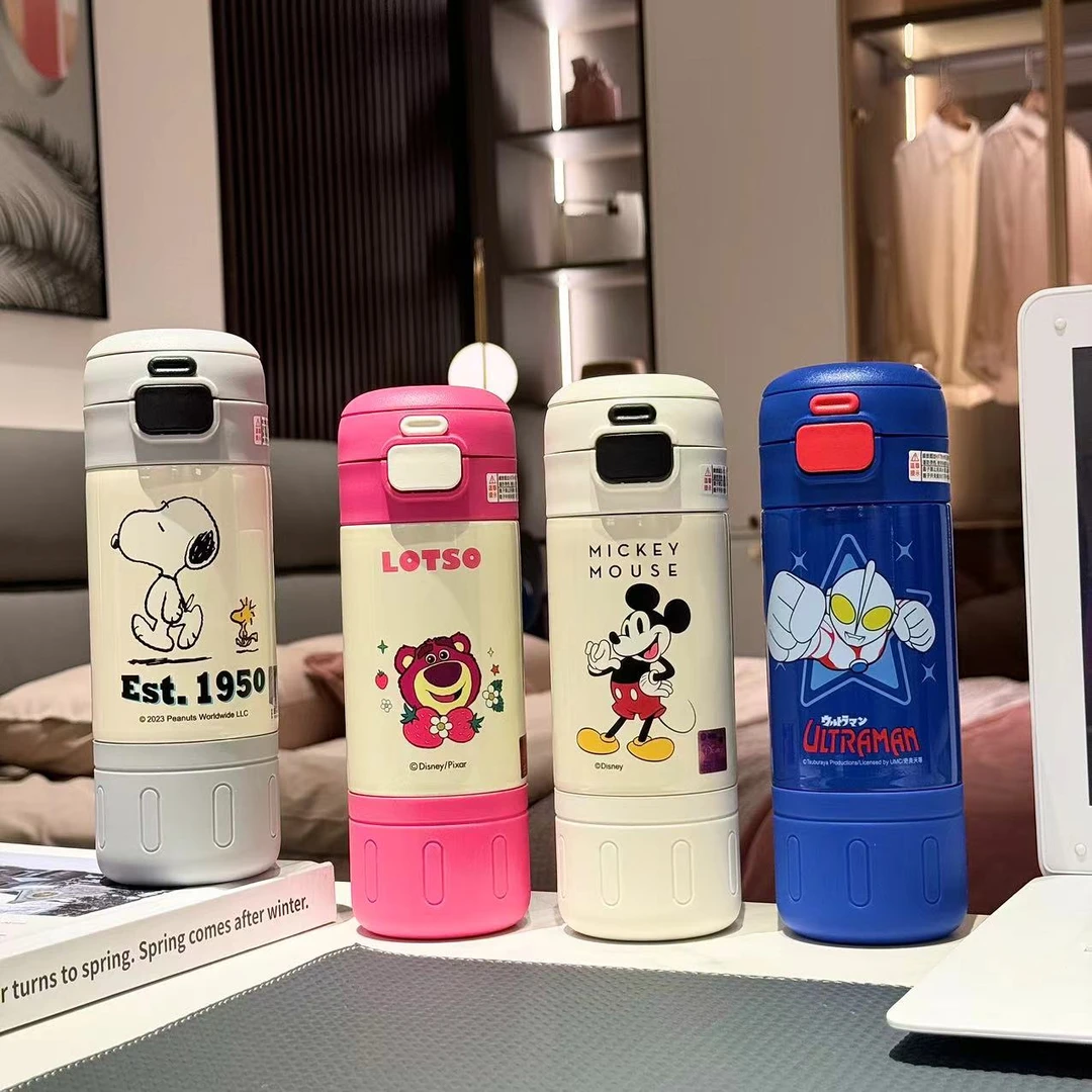 迪士尼草莓熊双饮保温杯316不锈钢儿童水杯15305