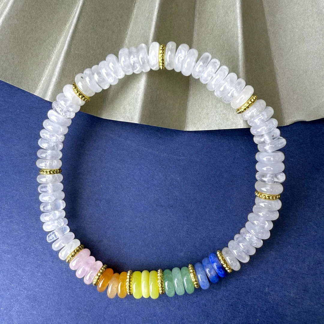 高定珠宝设计百搭款白水晶算盘珠手串-s1087