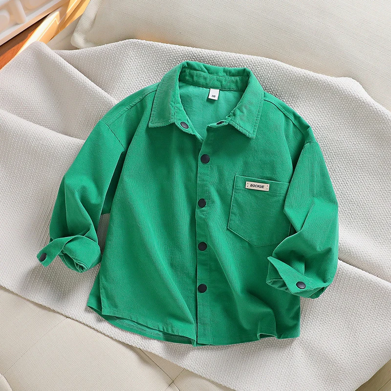 【海涛大叔】儿童灯芯绒衬衫中大童24秋新长袖衬衫翻领衬衣-8976  Y