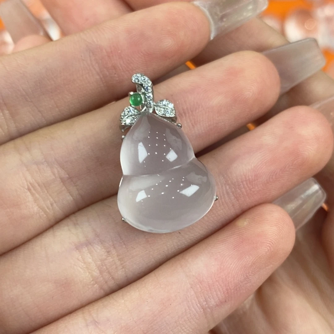 银S925镀金镶嵌吊坠石英质玉