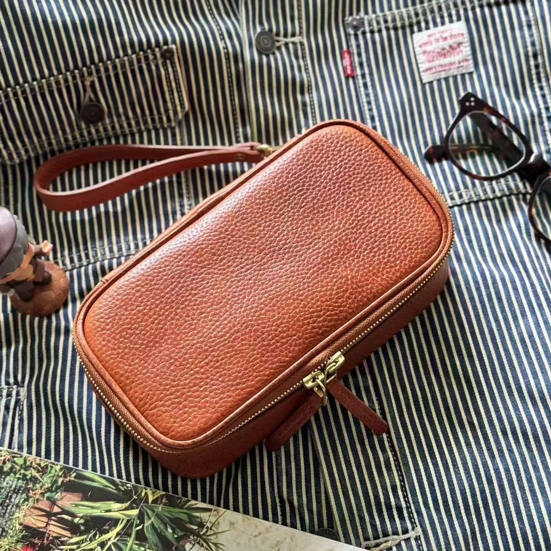 【22*11*6.5】烧饼包手账包活页收纳包多功能真皮手包收纳袋