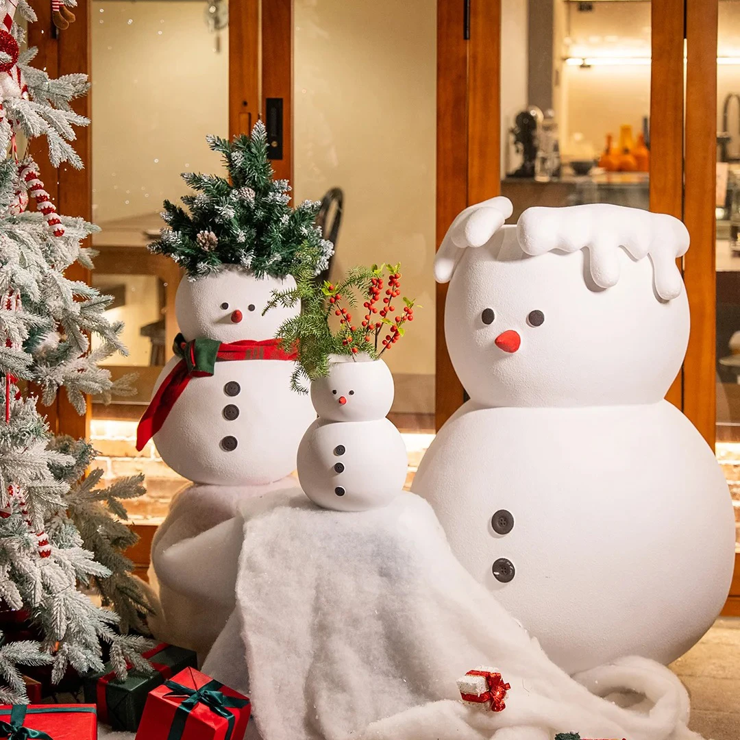 【特大号定制款】雪人花盆镁泥客厅软装搭配可爱风格圣诞装饰