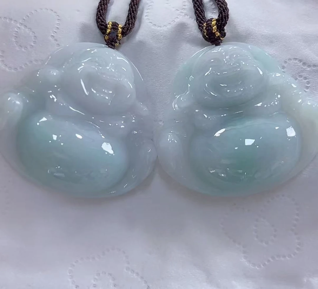 官方正品翡翠A货飘花佛公（多样性发货只发一）宽34-40高36厚12送绳