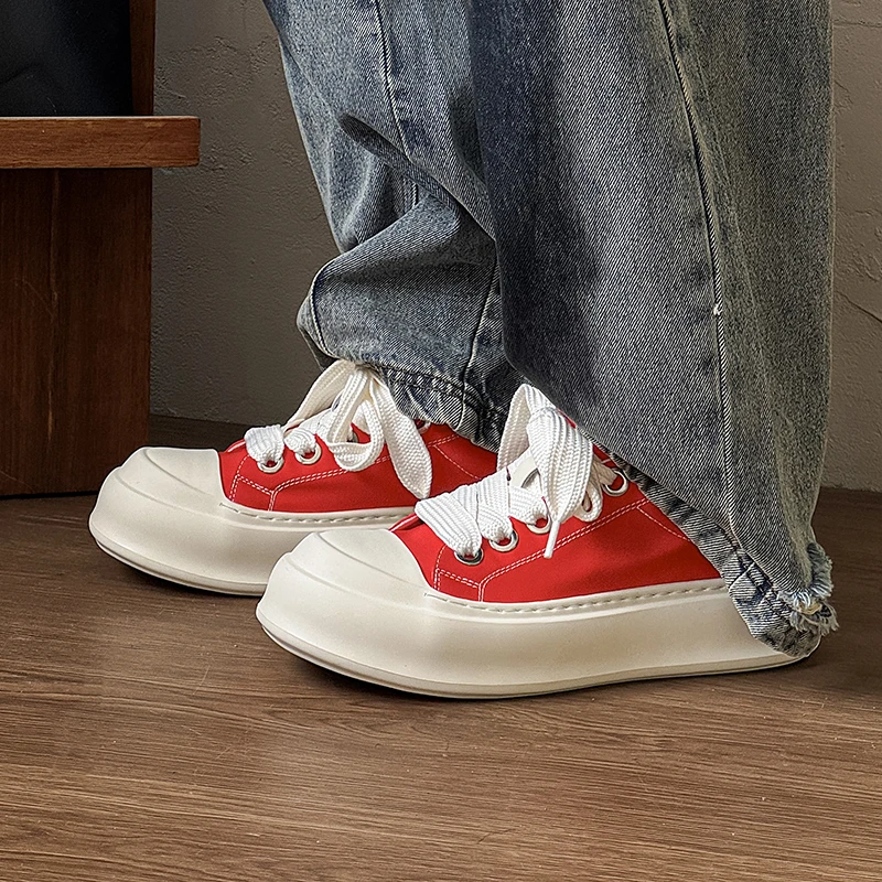 夏季多巴胺百搭红色薄款学生帆布鞋子男款情侣时尚透气休闲板鞋