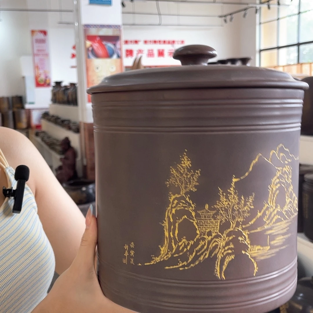 钦州坭兴陶茶叶罐四斤装 七饼罐 孤品默认微瑕
