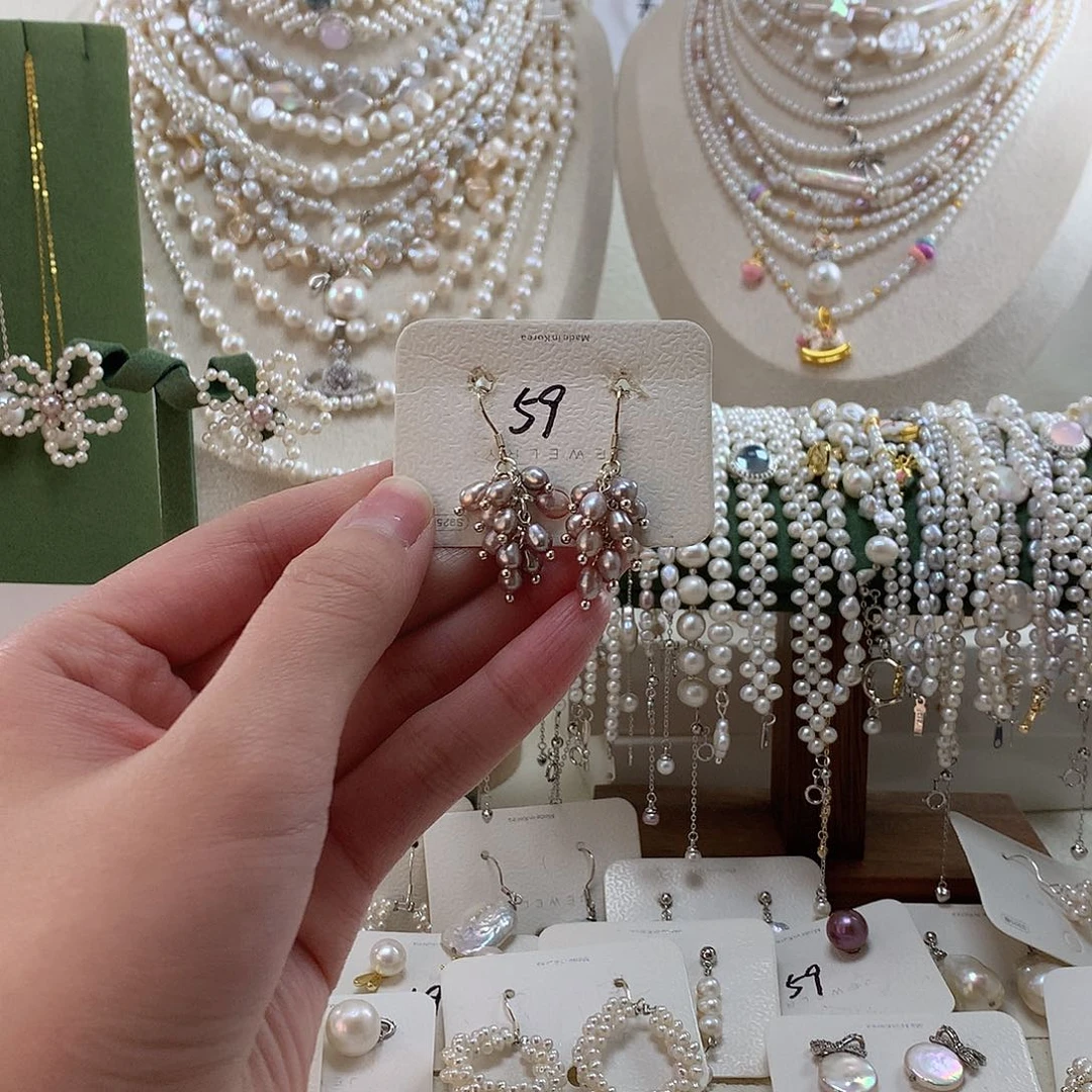 银S925镶嵌淡水珍珠耳饰