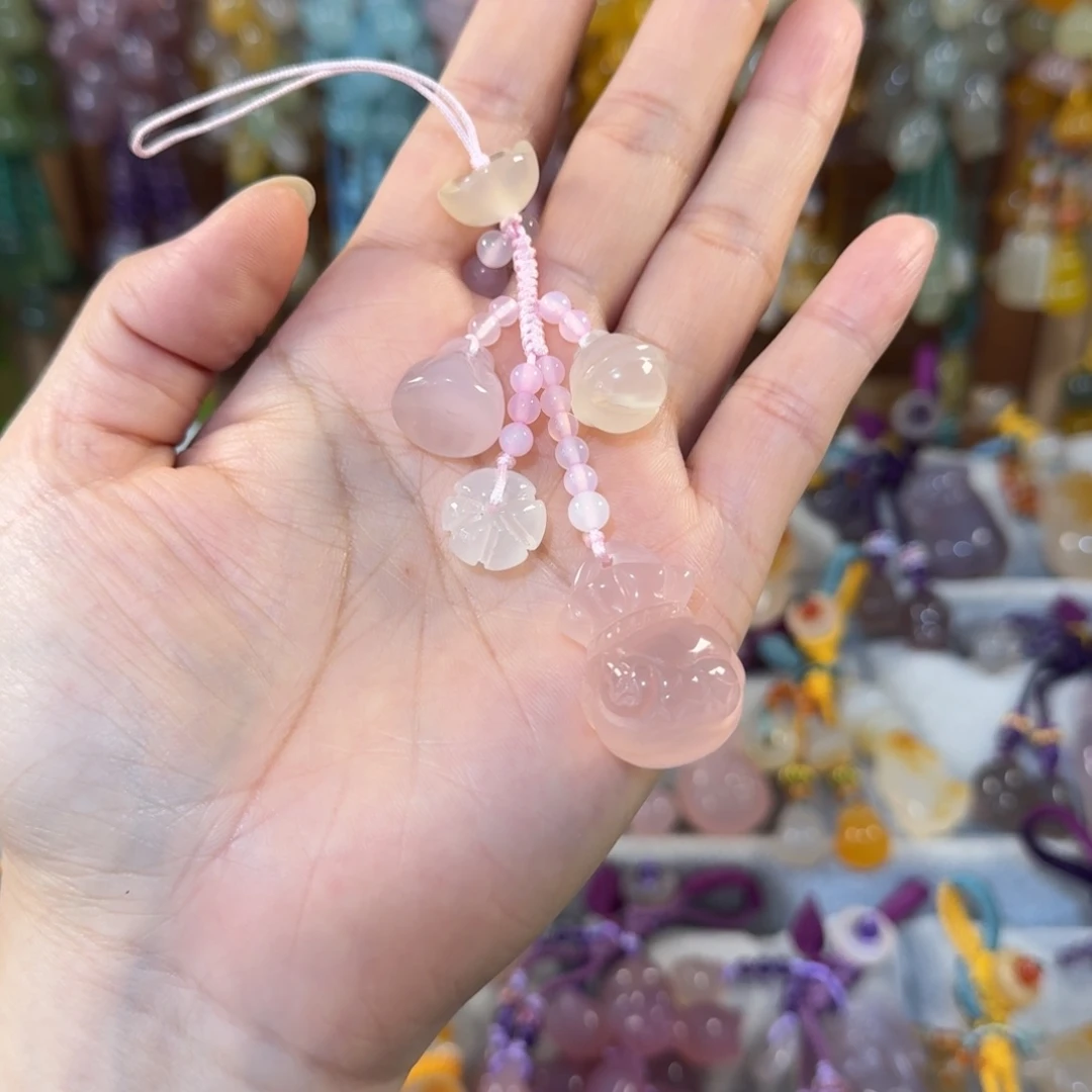 软***萌玛瑙/玉髓未镶嵌手机挂件