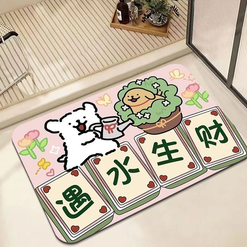 卡通硅藻泥浴室吸水地垫卫生间洗手间速干吸水防滑家用耐脏阳台yj