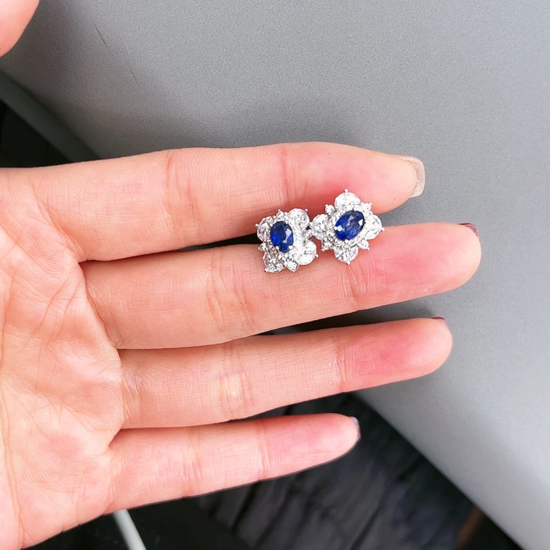【闪购商品】蓝宝石耳饰银S925镶嵌G665