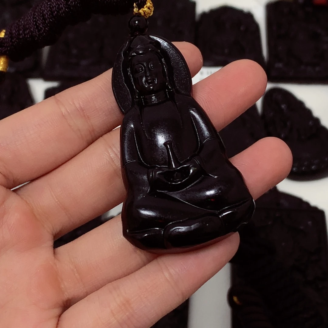 天然缅甸a货钢琴黑挂件