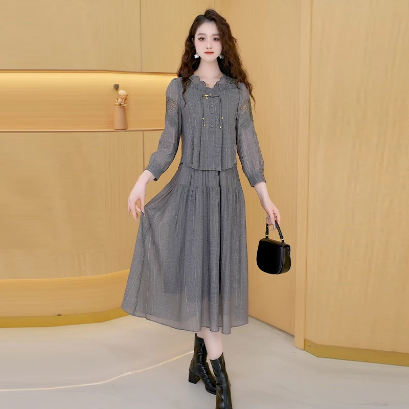 【连衣裙】春季新款时尚洋气减龄休闲显瘦气质修身百搭假两件连衣裙