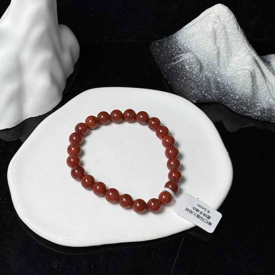 南红玛瑙火焰纹圆珠手串8-8.5mm