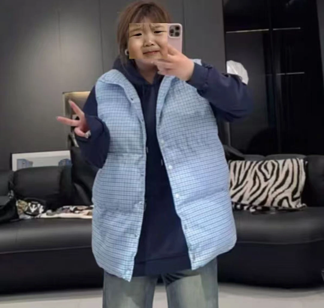 清妍 设计感棉马甲女新款蓝色马夹坎肩洋气卫衣228636马甲28636