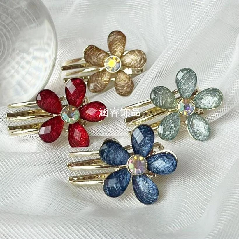 精致饰品花朵小抓夹半扎前额碎发夹迷你侧边刘海夹高级感后脑勺夹