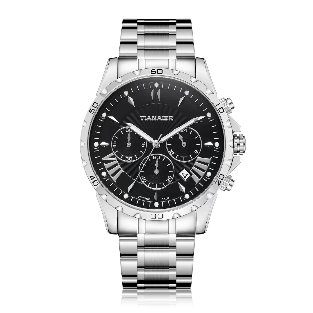 手表男士飞行员系列腕表夜光高端防水单日历钢带腕表T800S-WD