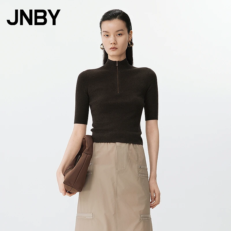 JNBY/江南布衣春夏半拉链短袖毛针织衫修身中袖休闲通勤5P3310900
