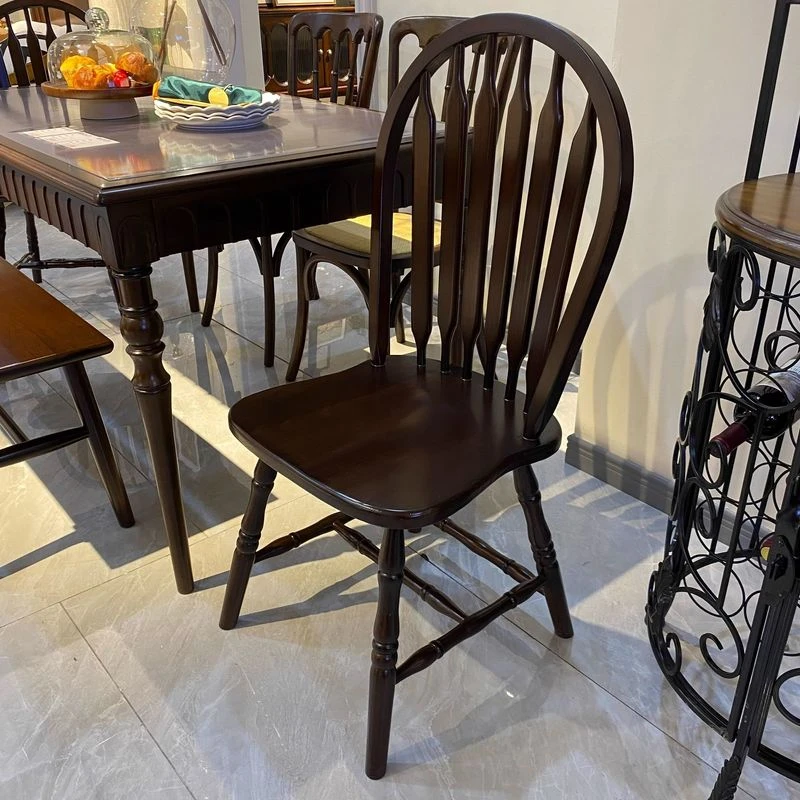 美式乡村温莎椅实木椅子家用餐椅复古风餐厅咖啡厅轻奢休闲椅网红