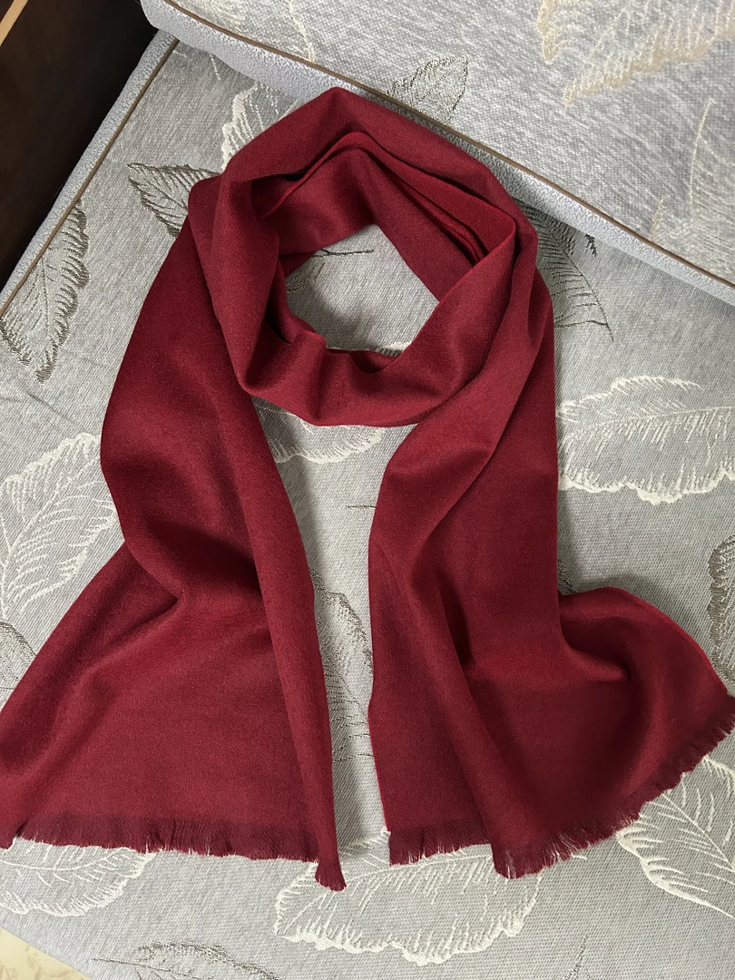 【内蒙羊绒】100%山羊绒新年本命年双面红色系围巾30*180男女同款