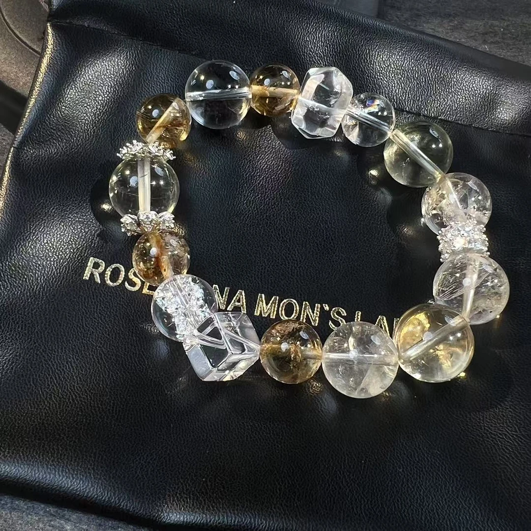 天然辰砂【灵和运】新款天然白水晶随形冰块透感设计款女士手串