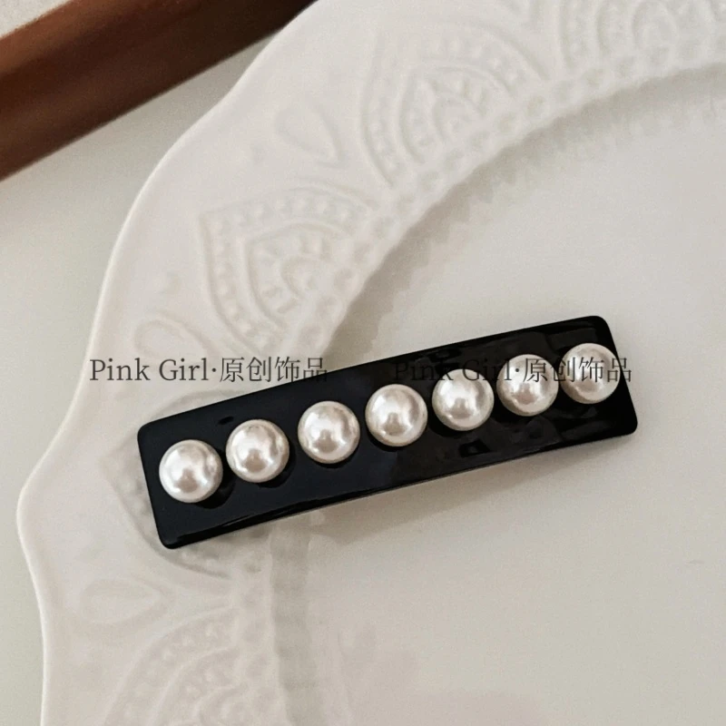 Pink Girl  T319原创法式简约弹簧夹经典复古盘发秋冬新款法式6cm