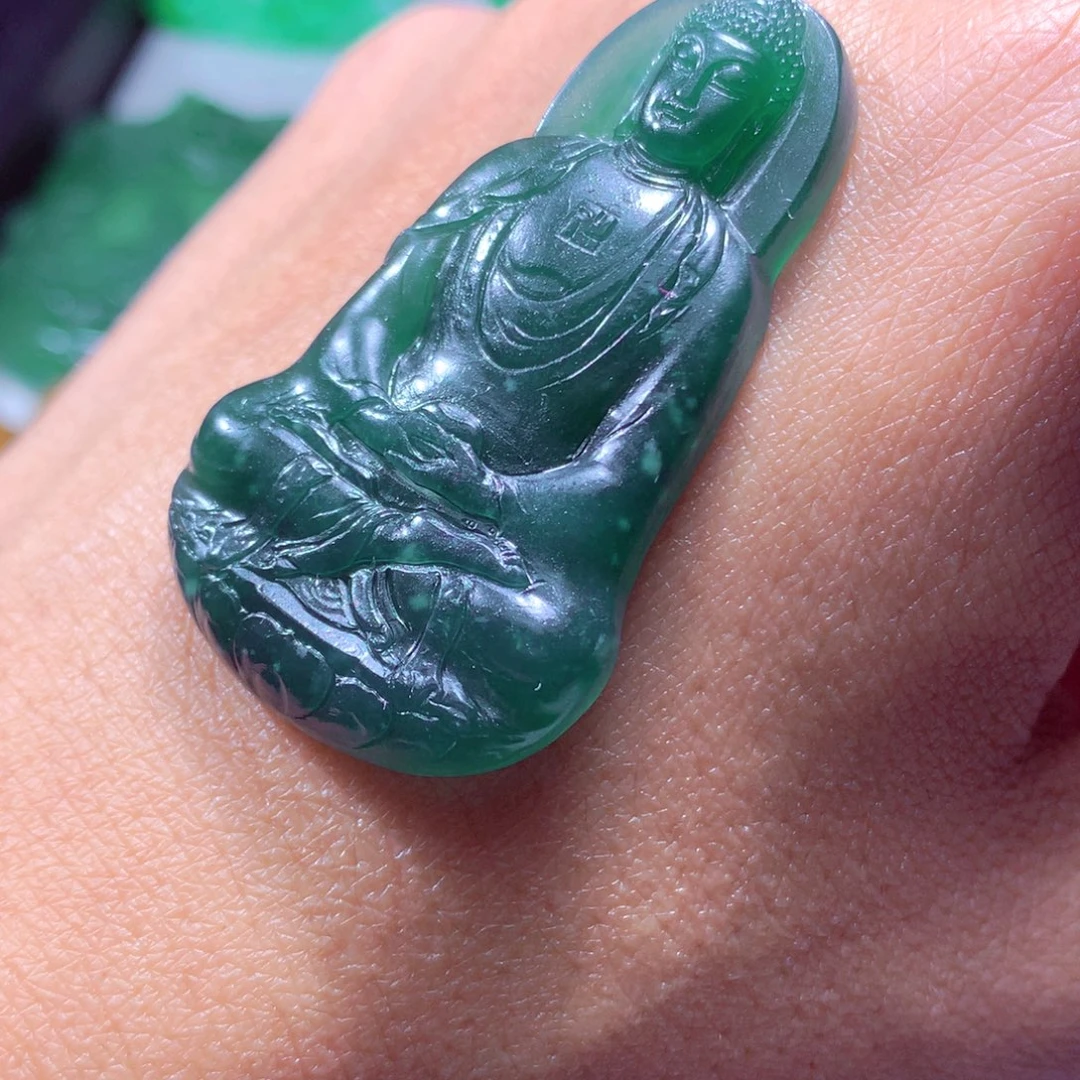 风***）定制翡翠未镶嵌天然翡翠A货毛货挂件