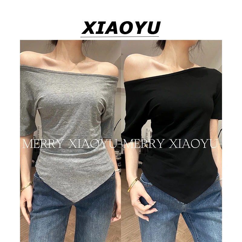 小鱼【韩系辣妹】不规则设计感一衣三穿短袖T恤百搭显瘦气质上衣