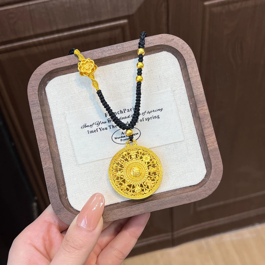 铜合金吊坠 【高定版】新中式新卍字八宝罗盘吊坠男女情侣金色编绳