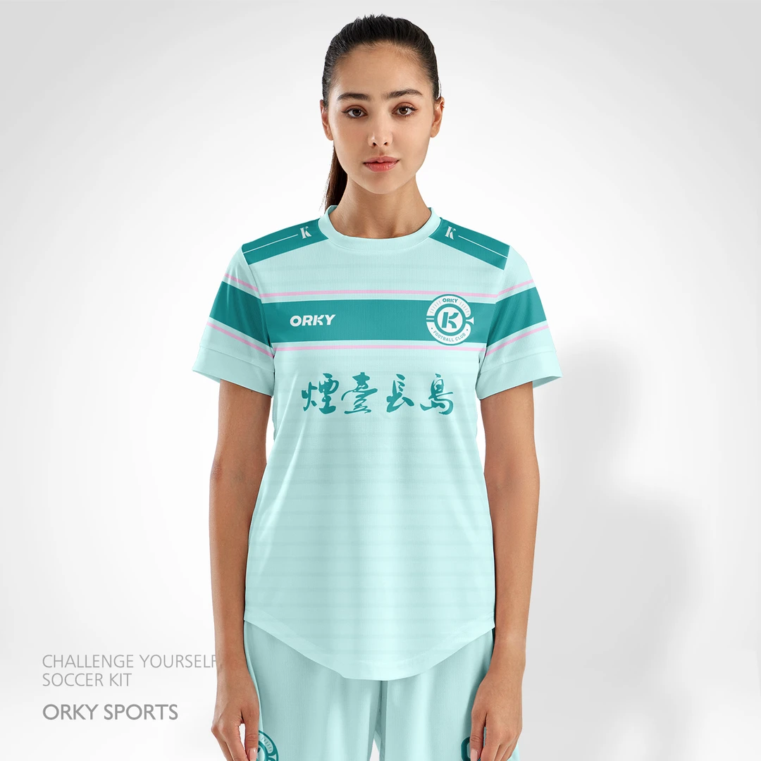 ORKY沃恺足球服短袖套装女队服夏季运动训练定制女款学生足球衣服
