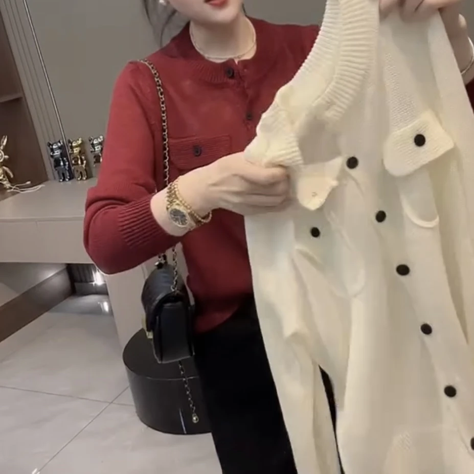 长袖薄款针织不起球圆领毛针织衫针织衫毛衣