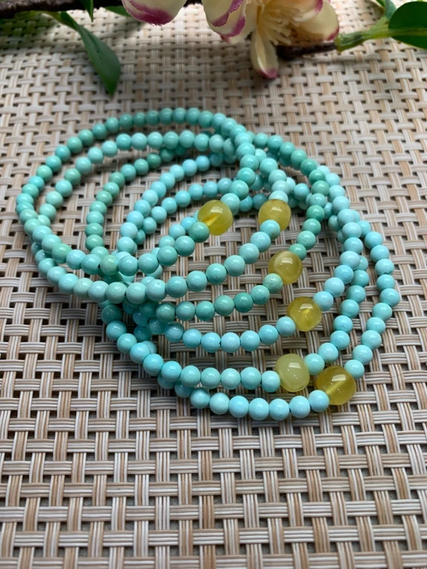 （沫家）天然原矿绿松石单圈（多样性随机发货一条）