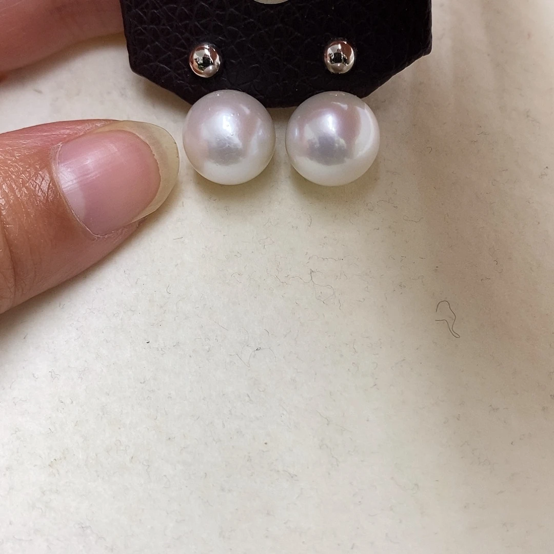 淡水珍珠银S925镶嵌耳饰