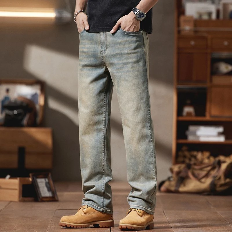重磅美式复古男士装牛仔裤春季时尚潮流大码男牛仔裤加肥加大1082
