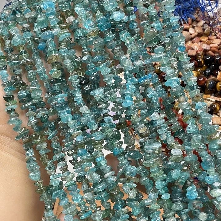 水晶珠宝半成品未镶嵌卡4×6蓝磷灰碎石（两条）