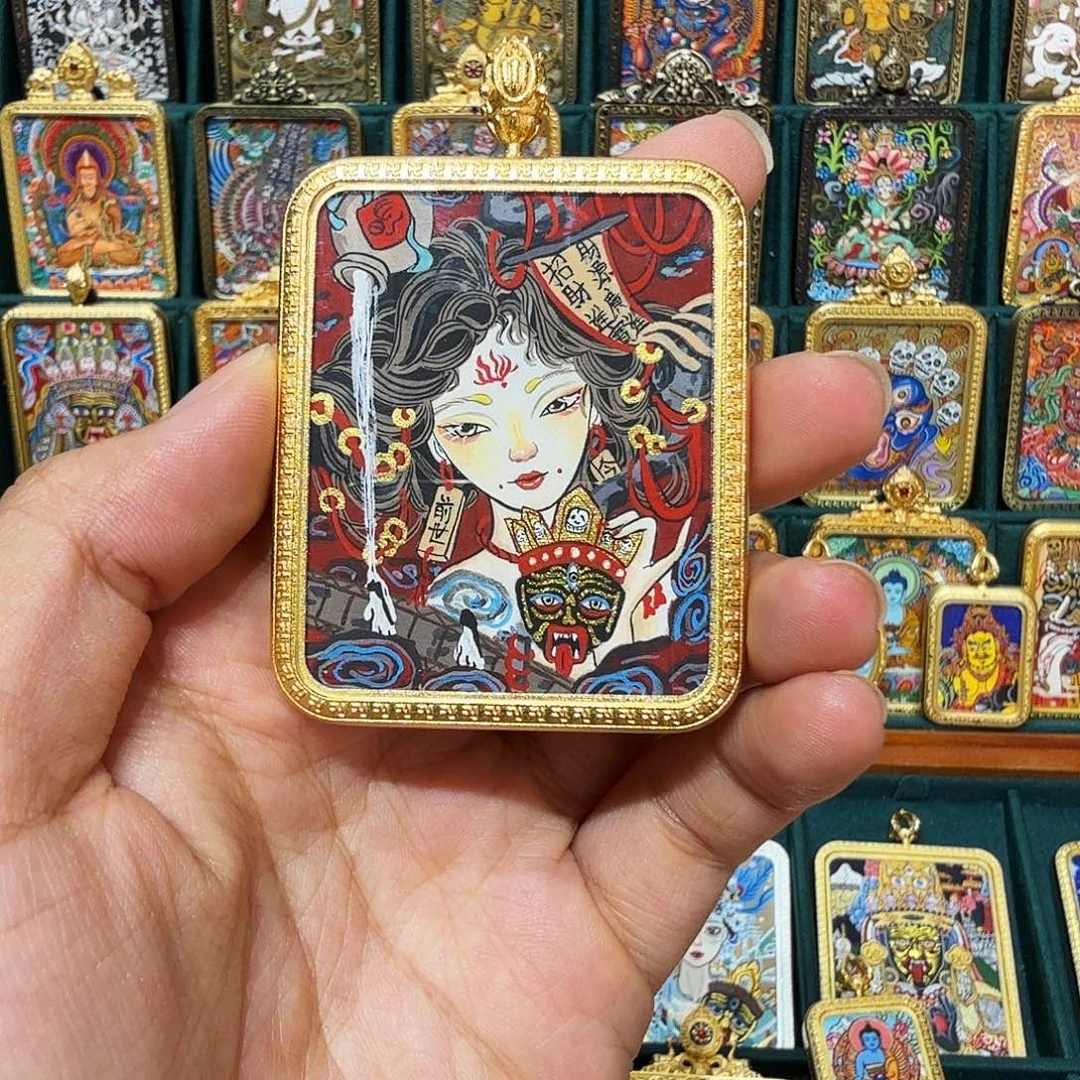 吊坠热贡纯手绘唐卡非遗文化