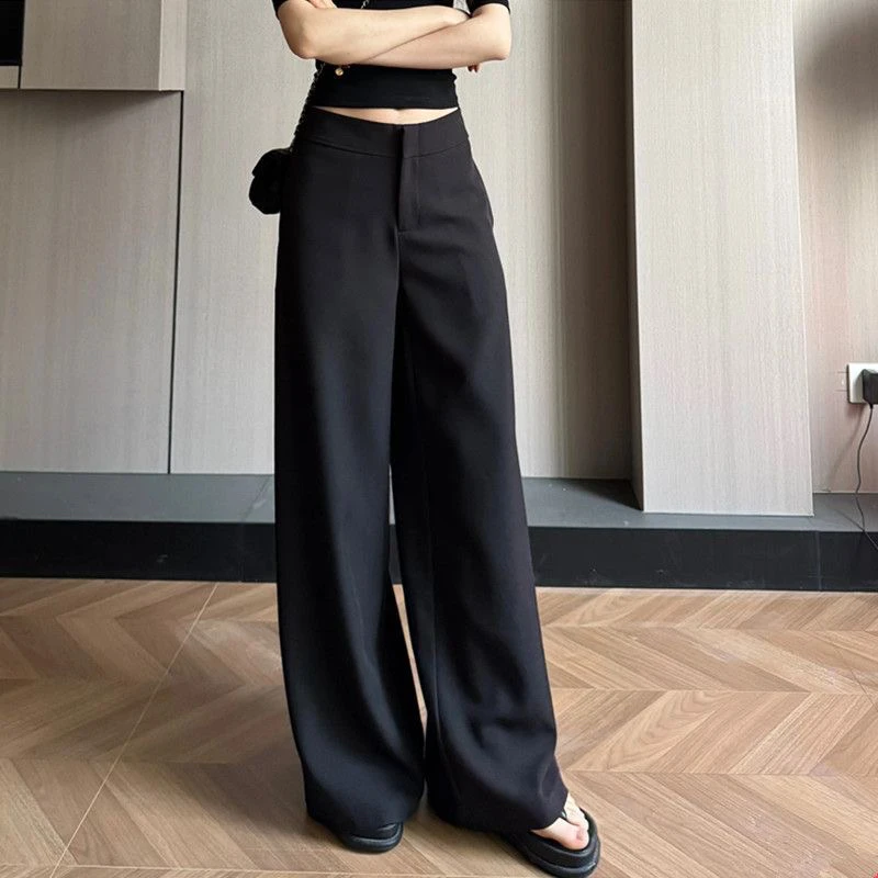 新款气质显瘦百搭休闲垂感直筒宽松黑色西装裤女裤子夏季高腰阔腿