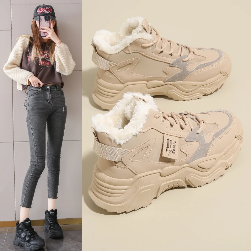 如白鹿同款女鞋加绒女2025新款冬季雪地靴保暖运动CK-910