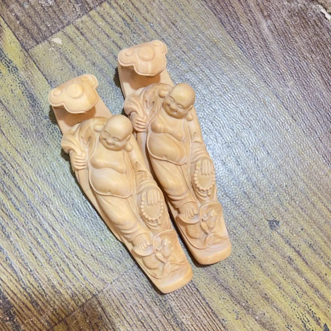 骁***爷木小叶黄杨木手把件2个有瑕
