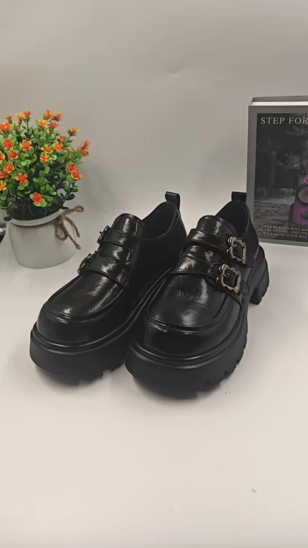 6689 平跟增高浅口单鞋透气乐福鞋厚底休闲