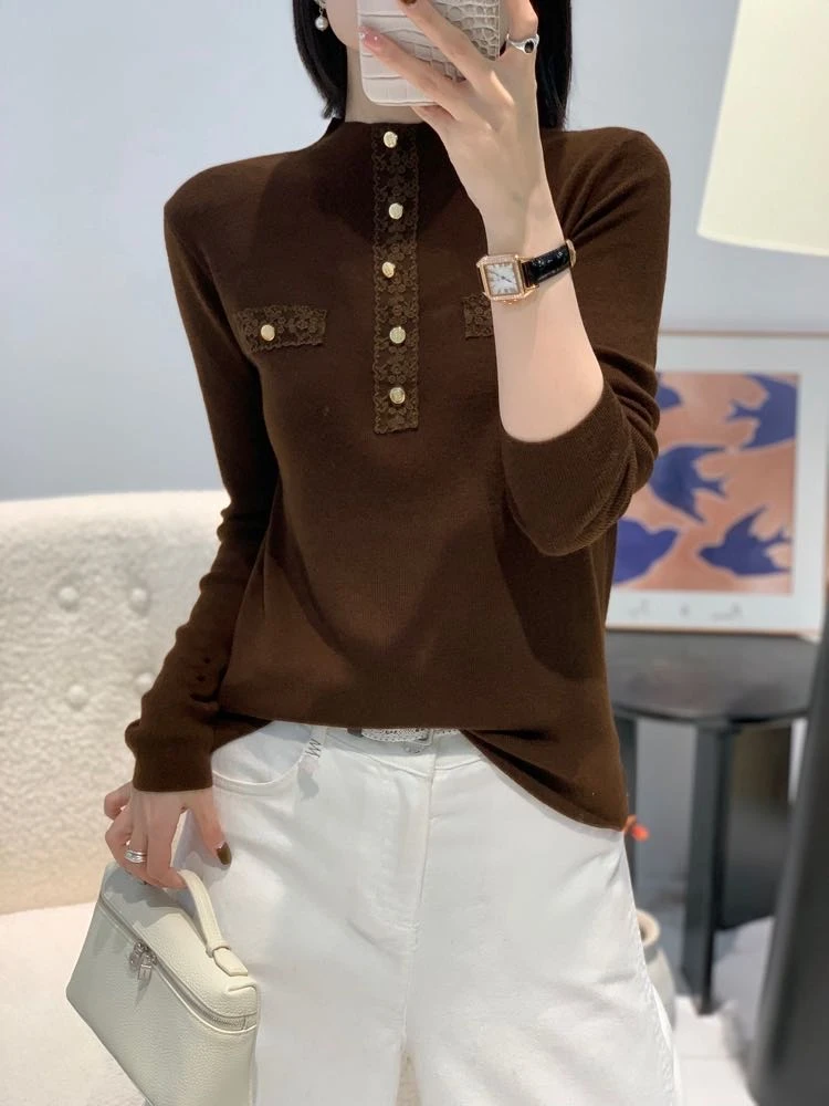 爱舞服饰 秋冬印花五粒扣羊毛衫