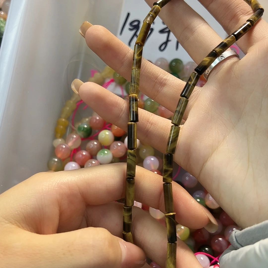 玛瑙/玉髓合金珠宝半成品虎眼长管一条