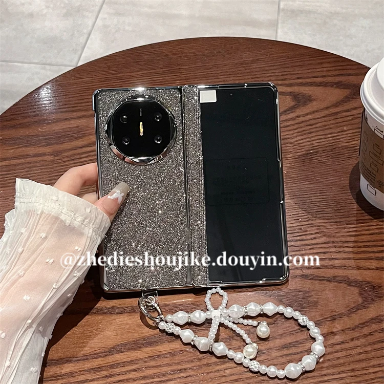 适用华为matex6折叠手机壳matex5典藏版碎钻链条全包铰链壳膜一体