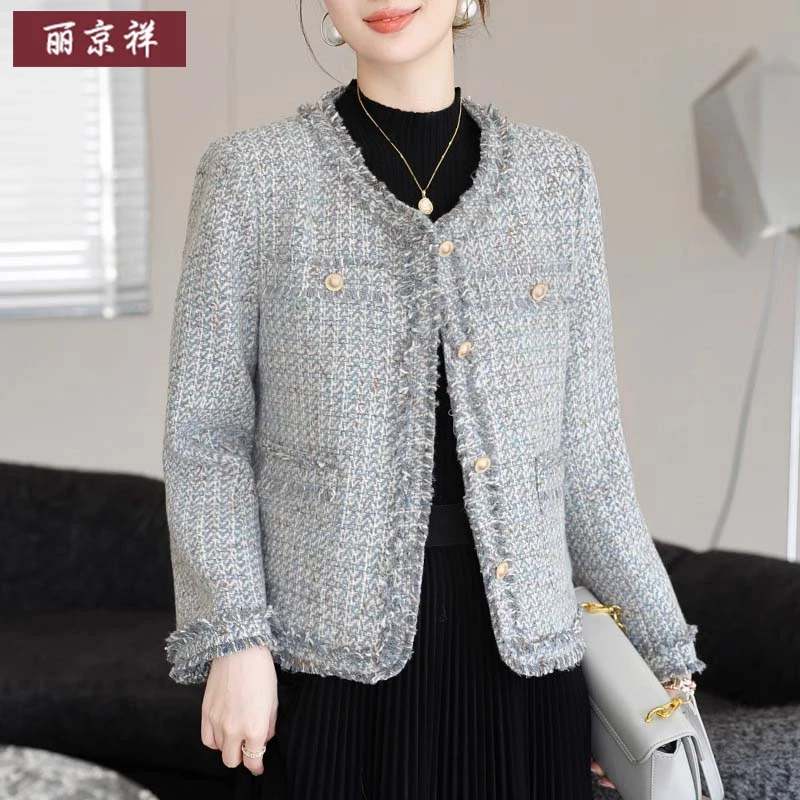 阔太太气质上衣毛呢上衣中年妈妈小香风外套春秋中老年春装