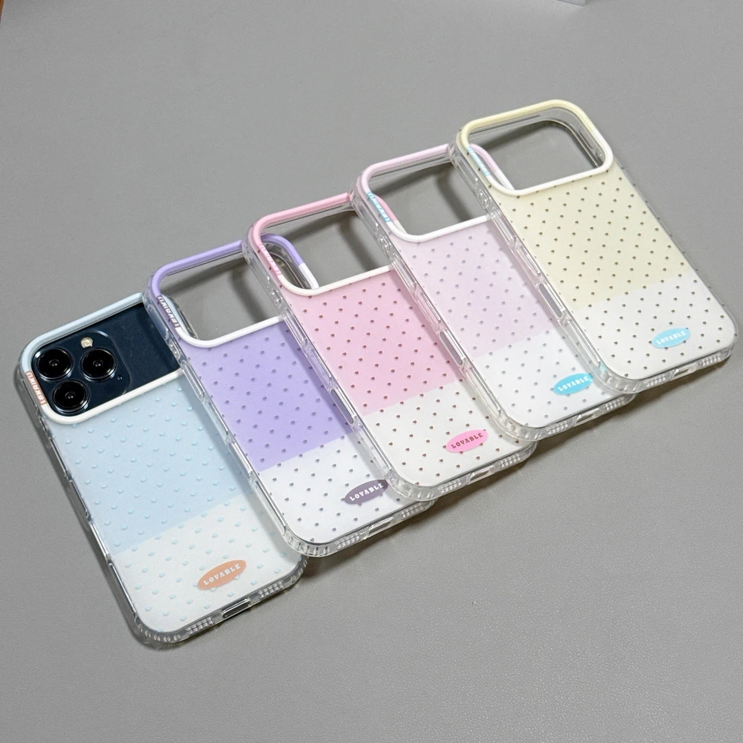 【AI按键全包】韩系简约拼色小爱心适用iphone17promax苹果16pro壳
