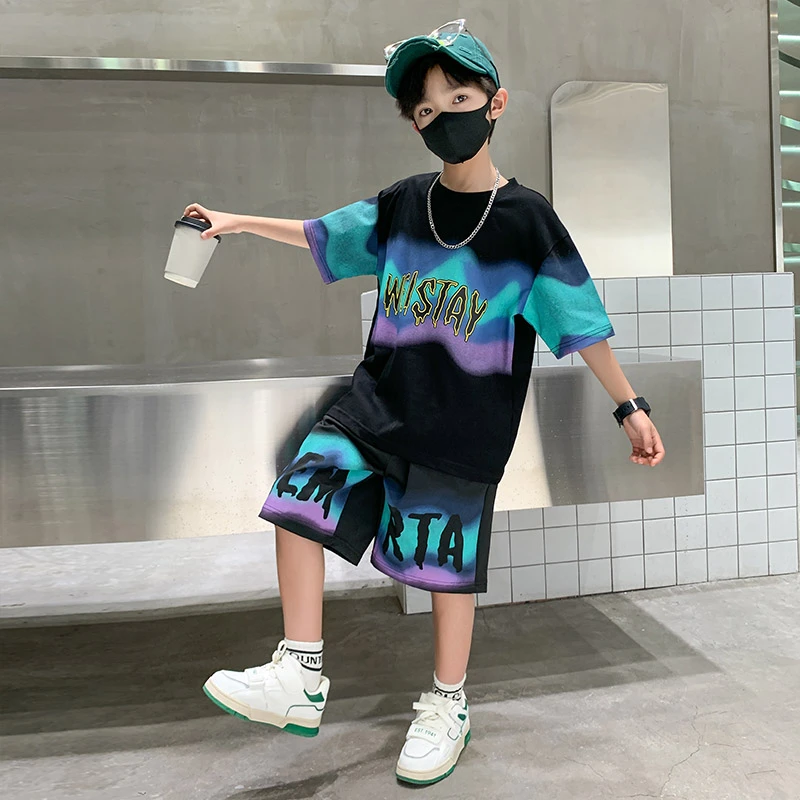 男童夏装套装网红洋气中大童运动两件套儿童装时髦短袖男孩帅气潮
