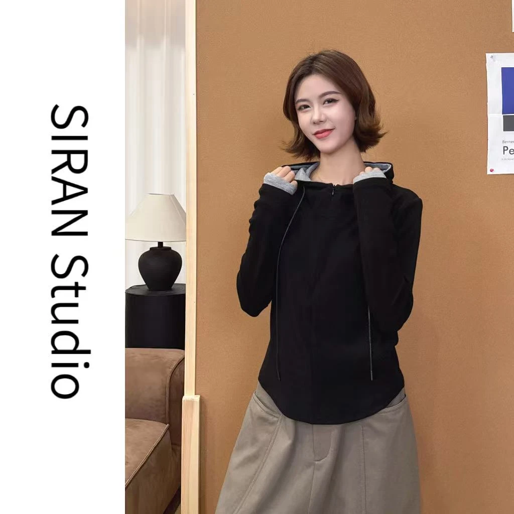 [SIRAN]【云感】2025新款小众设计师拼色撞色显瘦百搭卫衣
