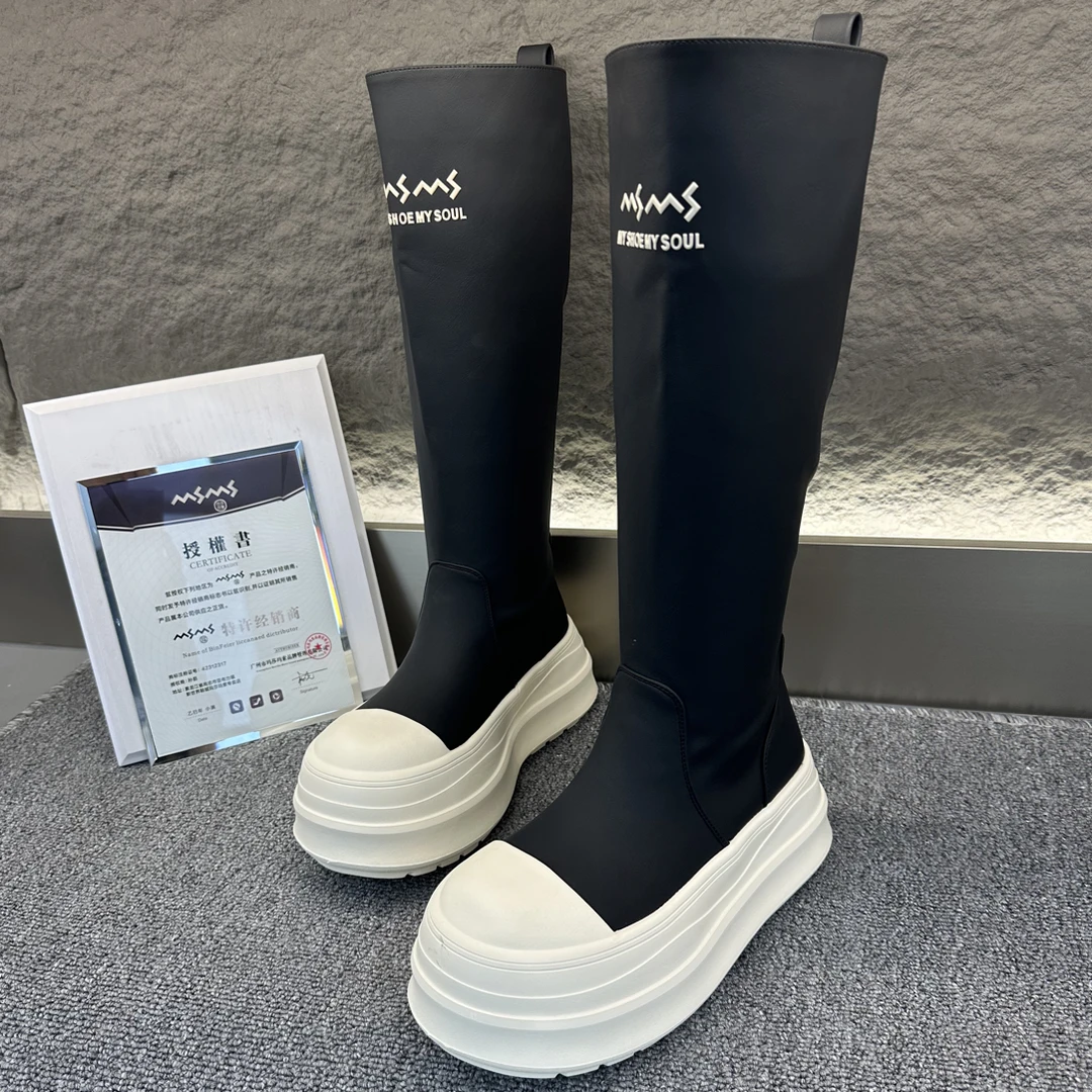 玛莎玛索219-76厚底弹力靴圆头常规长筒显瘦