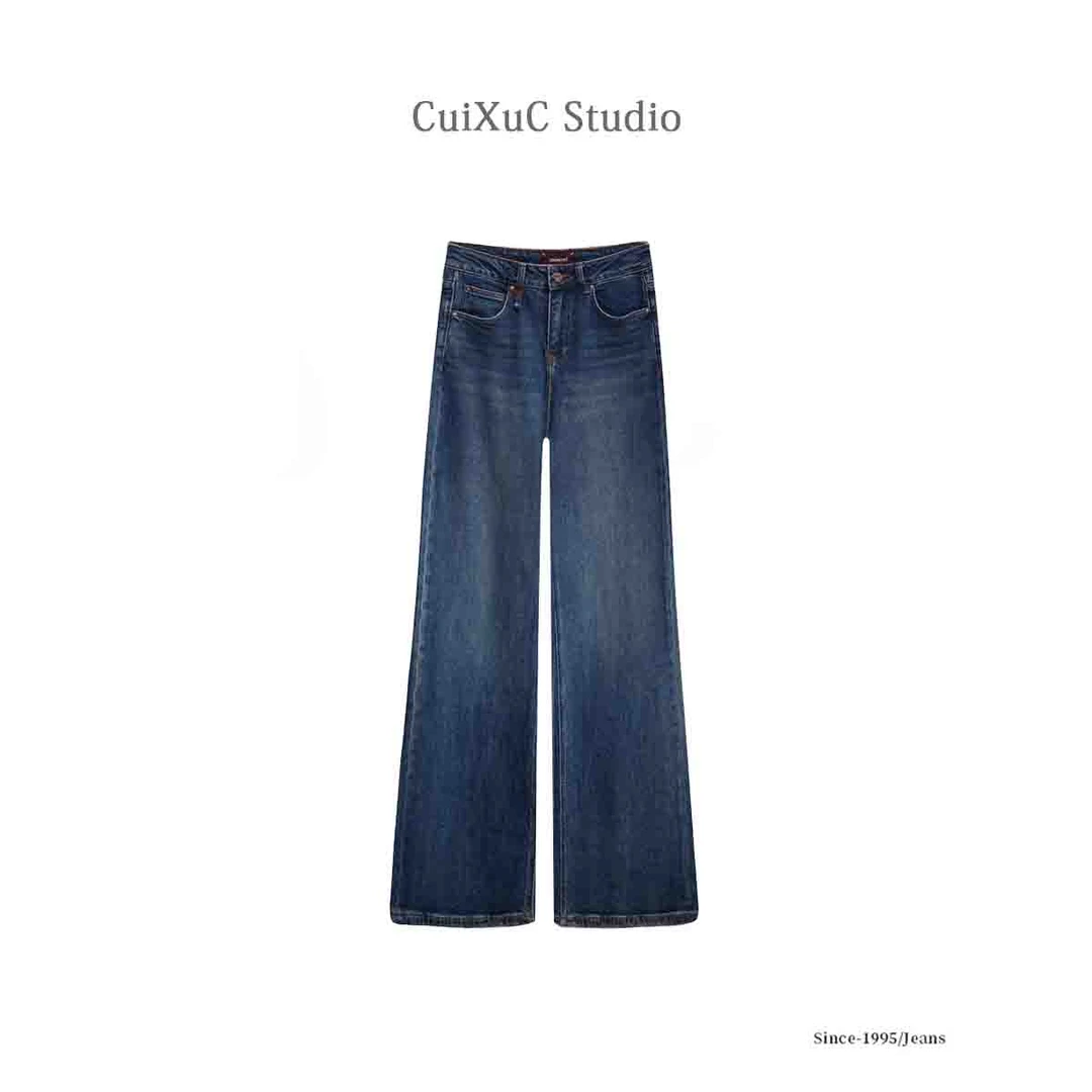 漫旅丨高个子专属冬款上新高腰直筒大阔腿牛仔裤梨形宽松显瘦裤子