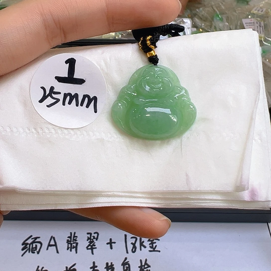 翡翠足金镶嵌吊坠(不含链)翡翠