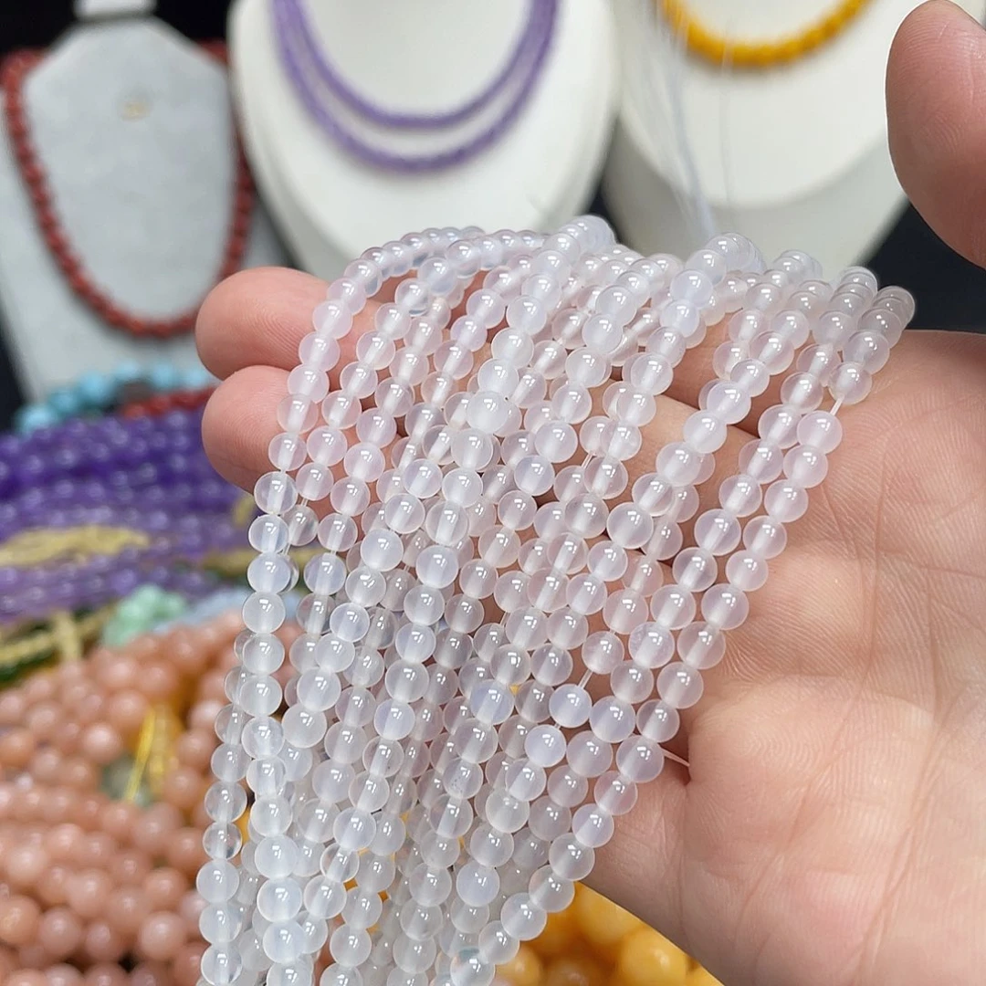 玛瑙/玉髓未镶嵌半成品白玛瑙4m散珠