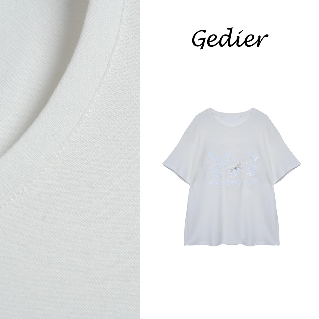 【歌蒂尔Gedier】2025春款欧若风女士舒适宽松短袖T恤 TG510160Y